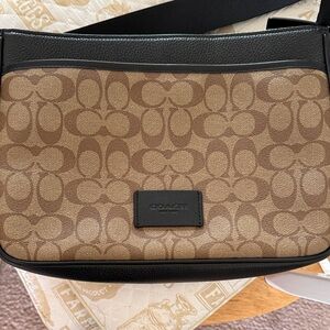 Coach Brown and Black Signature Messenger Bag